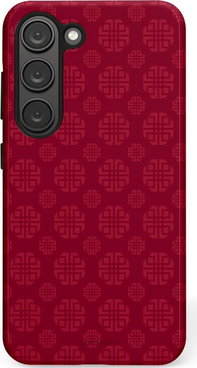 Casetastic Hoesje Geschikt voor Samsung S23 - Stijlvolle Beschermende Duo-layer Case - Oosters Rood