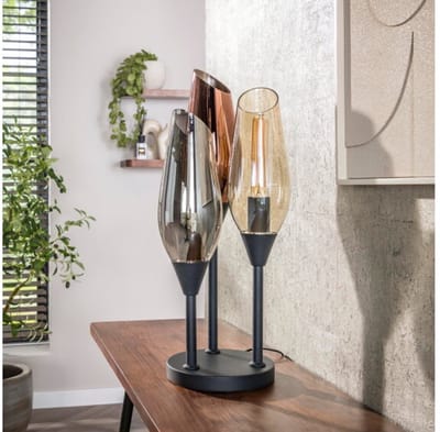 Tafellamp Cocoon 3L mix glass zwart – hotel chique design - 25x35x59 cm