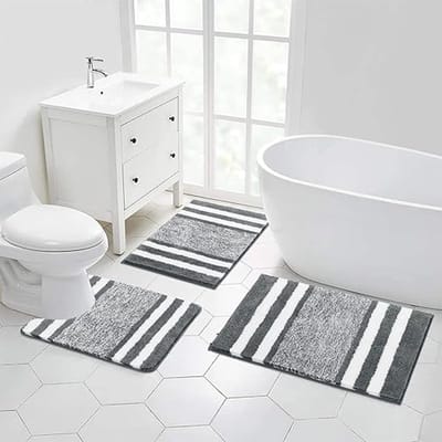 3 Stuks Luxe Badmat En Voetstuk Mat Set Super Zachte Microfiber Fluffy Badkamer Tapijt Machine Wasbaar Absorberende Douche Tapijten Voor Badkamer