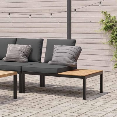 Tuinbank met tafel - Buitenbank aluminium - Ontspannen in tuin - Afneembare kussens - 110 cm breed - Zwart