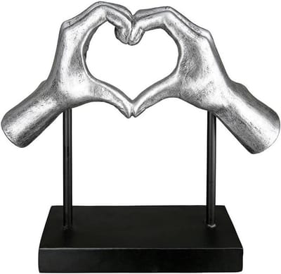 Decoratief hartfiguur - Liefdesfiguur sculptuur - Cadeau geven - Met de hand gemaakt - 265 cm hoog - Zilverkleurig