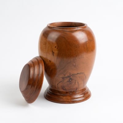 Houten Urn Groot 3 liter Klassiek Ovaal Diepbruin Hout Met Voet - Urn voor Menselijke As - Crematie Urn voor As Volwassenen