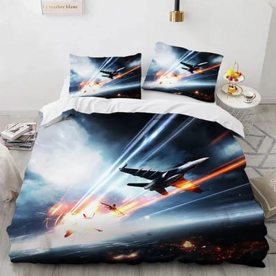 Vliegtuig Vechter Luchtpatroon Comfortabel Dekbed Dekbedovertrek Kussensloop Beddengoed Set Kinderkamer Decoratie Huis Textiel US Twin 173x218cm