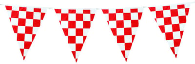 PartyXplosion Vlaggenlijn Brabant Carnaval - 10 m - Carnaval - rood/wit geblokt - kunststof