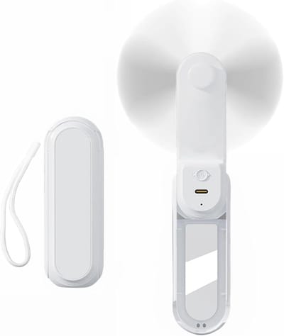 Mini Draagbare Handventilator - 119×37×37 mm - 3-in-1 Opvouwbare Ventilator voor Onderweg - Drie Instelbare Windsnelheden - USB-oplaadbaar - Geschikt voor Kantoor Thuis en Reizen - Lichtgewicht en Stille Werking - Wit