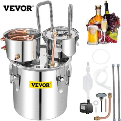 VEVOR Moonshine Still Distiller 6,92KG Alcohol Distiller Moonshine Still 50L Moonshine Wijn Still Distiller van Roestvrij Staal en Rood Koper met Uitstekende Koelprestaties voor Gasfornuizen Brandhout