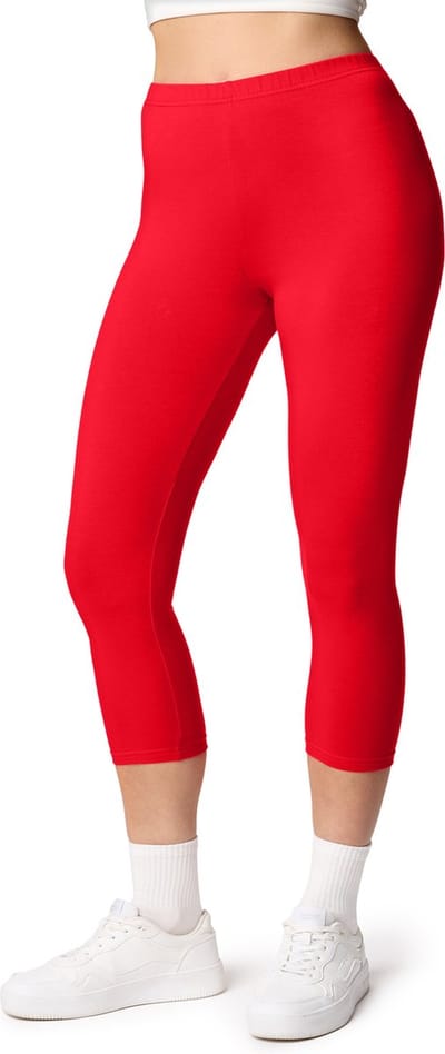 Ladeheid LA-LA40-132-LE Dames Capri Leggings - Sport - Vrijetijdsbroek - 3/4 Lengte - Katoen - Sporbroek - Yogabroek - Rood - XS