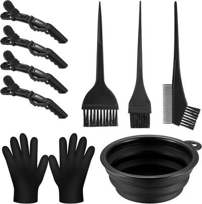 Complete Haarverf Set met 9 Stukken - Inclusief Borstels, Kam, Kleurenschaal, Haarclips en Handschoenen voor Thuis en Salongebruik