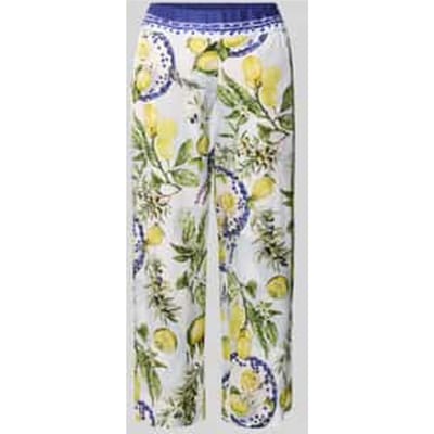 straight fit stoffen broek van pure viscose met all-over motiefprint