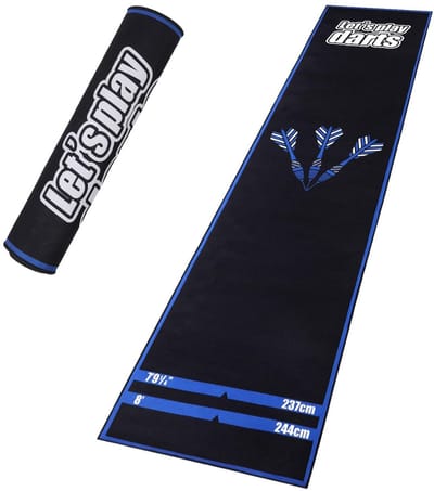 Dailygoods- Dartsmat Professioneel - Darttapijt met Oche Line Systeem - Antislip Onderkant - 260x60 cm - Werplijnen - Ideaal voor Steeldart/Soft Darts