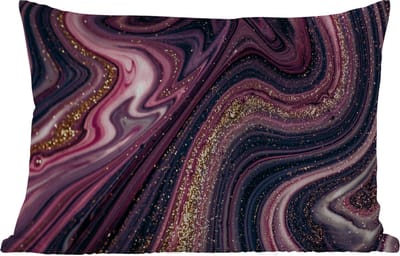 Buitenkussens - Marmerlook - Roze - Paars - Goud - Luxe - Marmer - 60x40 cm - Weerbestendig