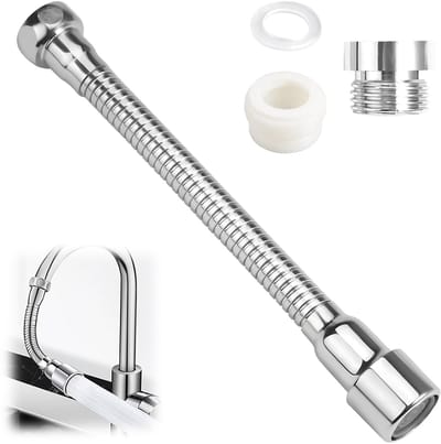 Dailygoods- Kraan Slang 20 cm - Verlengslang - Aansluitslang - Roestvrij Staal - Flexibele Slang - Schokbestendig Design - Water Slang