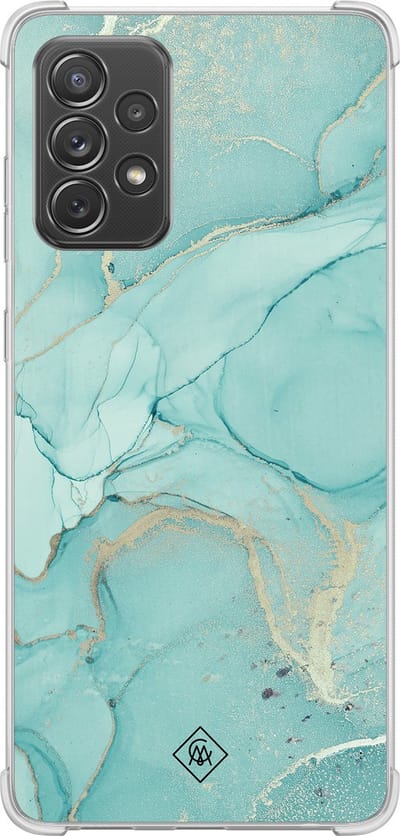 Casimoda® hoesje - Geschikt voor Samsung Galaxy A52 5G - Marmer mint groen - Shockproof case - Extra sterk - TPU/polycarbonaat - Mint, Transparant