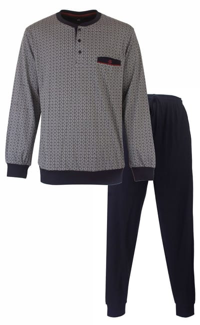 Paul Hopkins Heren Pyjama - Katoen - Met Boorden - Donker Blauw - Maat XL