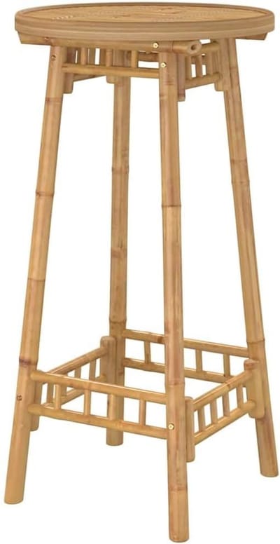 Ronde tuintafel - Bamboe bartafel - Buiten ontspannen - Met voetsteun - 55 x 100 cm - Bruin