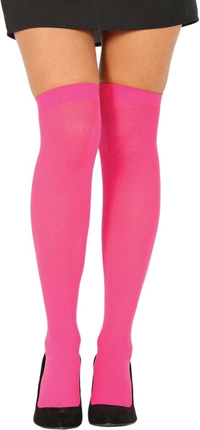 Neon roze hold up kousen