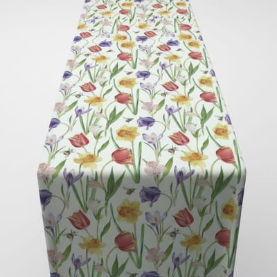 Ambiente Tafelloper Flowers in Spring wit multi 150x40cm