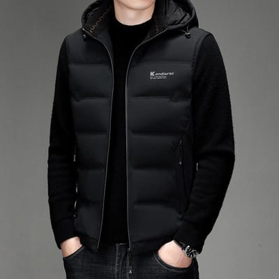 Gilet court en duvet pour homme Automne et hiver Nouveau gilet décontracté à capuche Épaissi et chaud 4XL black