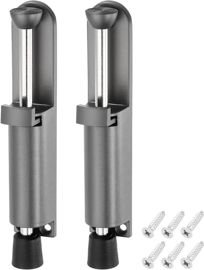 Deurstop 2-pack - Deurhouder Deurvastzetter - Deur Open Houden - Veerbelast Telescopisch - 45 mm Verstelbaar - Grijs