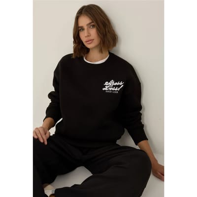 Comfort Fit Slogan Sweatshirt