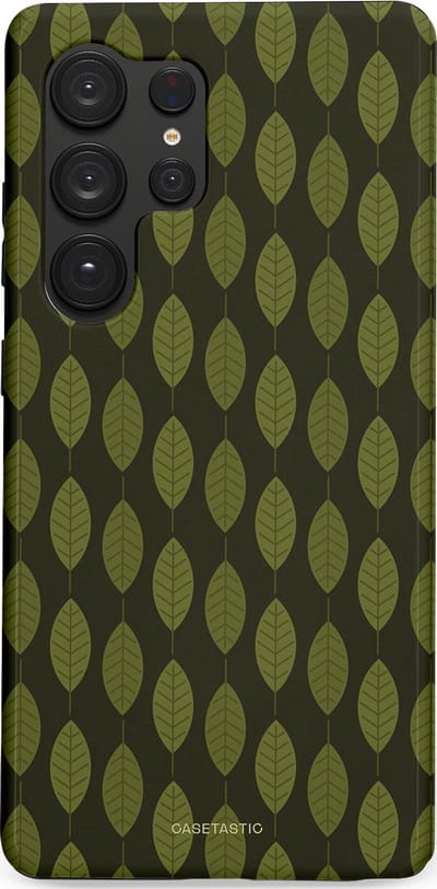 Casetastic hoesje geschikt voor Samsung Galaxy S25 Ultra - Dubbellaagse bescherming - Donkergroene Bladerendek - Fashion Case - Zwart Donkergroen