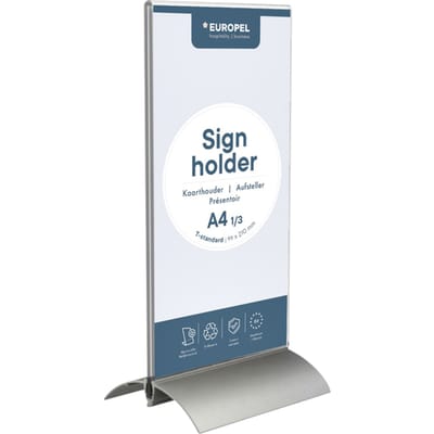 Kaarthouder Europel - T-standaard - 1/3 A4 – 99 x 210 mm – Acryl en aluminium