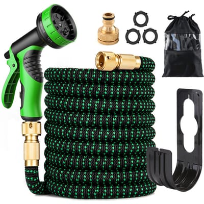 75ft uitbreidbare tuinslang met mondstuk met 9 functies Flexibele sterke waterslang met 3/4 inch massief EU connector & 100ft
