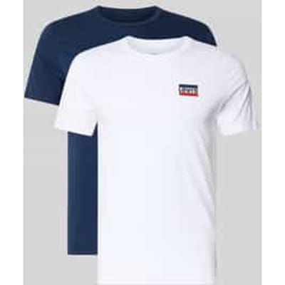 Slim fit T-shirt van puur katoen in set van 2 model '2PK CREWNECK GRAPHIC'