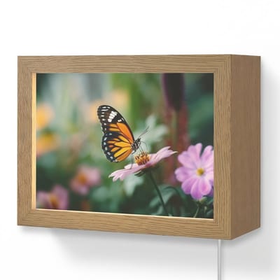 Wandlamp 20x15 cm - Oplaadbaar - Roze bloemen - Vlinder - Zachte focus - Wandlampen binnen woonkamer - Slaapkamer lamp met kabel - Decoratieve nachtlamp - Vloerlamp snoer