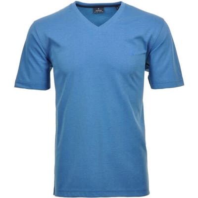 Ragman T-Shirt Softknit Uni Easy Care V-Neck Aqua / male