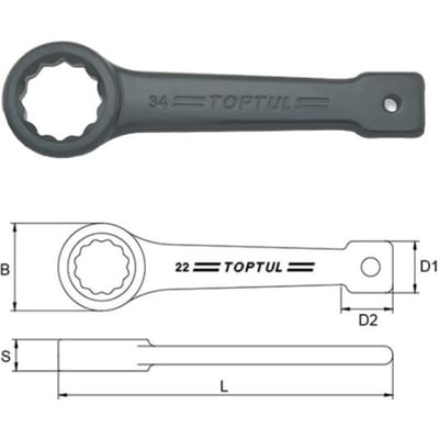 Ringsleutel  TOPTUL 33 mm, Lengte: 190mm