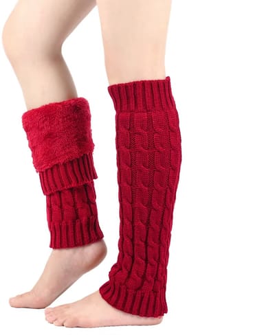 Warme fleece beenwarmers dames – gebreide lange beenstukken winter – wollen laars sokken & boot covers voor yoga, dans, wandelen & fitness