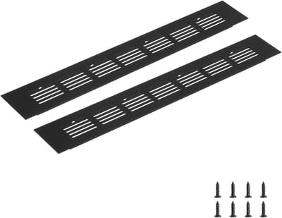 Ventilatierooster Rechthoekig - Lamellenrooster Afdekking - Kast Ventilatie - Corrosiebestendig Aluminium - 300 x 50 mm - Zwart