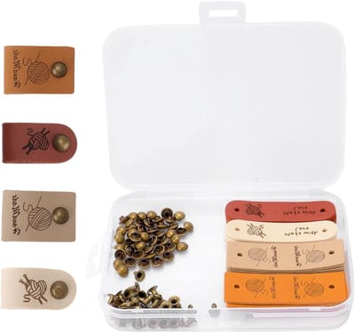 20 Stuks Handgemaakte Rivet Labels in 4 Stijlen, Persoonlijke Zachte PU Lederen Labels voor Ambachtelijke Projecten en DIY Creaties