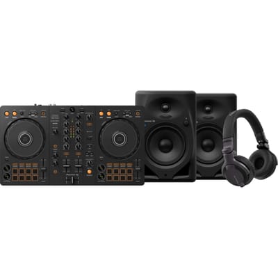 Pioneer DJ DDJ-FLX4 + Pioneer DJ HDJ-CUE1 + Pioneer DJ DM-50D-BT Zwart