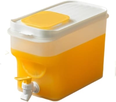 1-delige drankdispenser – 4 liter inhoud met lekvrije tapkraan – Kunststof dispenser voor koude dranken en sappen – Geschikt voor koude thee, koffie en diverse andere dranken – Geel