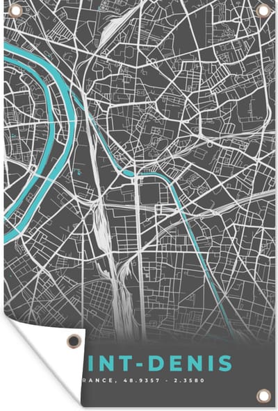 Muurdecoratie Saint-Denis - Frankrijk - Plattegrond - Kaart - Stadskaart - 120x180 cm - Tuinposter - Tuindoek