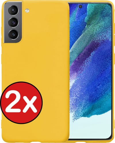 Hoesje - 2 Stuks - Geschikt voor Samsung Galaxy S21 FE - Sterk & Shockproof - Telefoonhoes - Back Cover - Case Siliconen - Telefoon Hoes - Geel