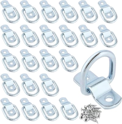 24 Stuks D-Ring Lashing Ringen met Oppervlakte Bevestiging, Veiligheidsanker voor Vrachtwagens, Boten en Aanhangers met 48 Schroeven