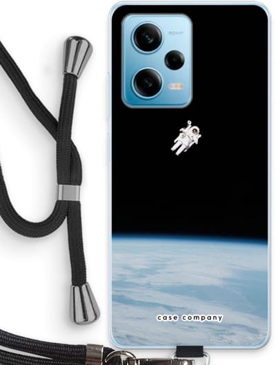 Case Company® - Hoesje met koord geschikt voor Xiaomi Redmi Note 12 Pro 5G hoesje met Koord - Alone in Space - Telefoonhoesje met Zwart Koord - Bescherming aan alle Kanten en Over de Schermrand