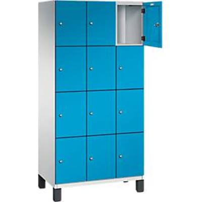 C+P Cambio lockerkast, 3 vakken, 12 vakken, op poten, B 900 x D 525 x H 1980 mm, lichtgrijs/lichtblauw