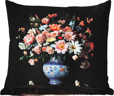 Sierkussen Buiten - Hout - Vaas - Kleuren - Bloemen - 60x60 cm - Weerbestendig