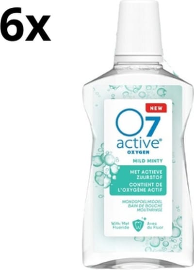 O7 Active Mondspoelmiddel Mild Minty - 6 x 500 ml - Voordeelverpakking