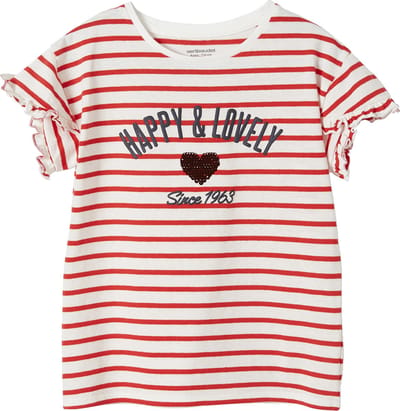 Vertbaudet Gestreept t-shirt met paillettenhartje voor meisjes