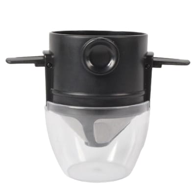 Peysaitr - Koffiefilter - Dubbelwandig RVS - Herbruikbaar - Draagbaar opvouwbaar - Voor Thuiskantoor, Reizen, Kamperen - Zwart - 1 Stuk