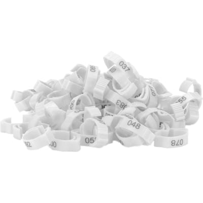 100 Pièces Anneaux de Patte de Volaille Identification Boucle de Patte avec Numéros pour Poulet Canard Oiseau Type 2