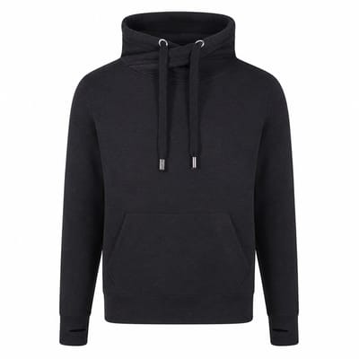 Cross Neck Hoodie Heren – Heavyweight Hoodie 330 g/m² – Crossover Hals – Streetwear Trui – Antraciet - S