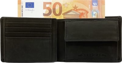 Portemonnee Heren - Portefeuille Heren - Arrigo Portemonnee - Billfold model Zwart Buffelleer