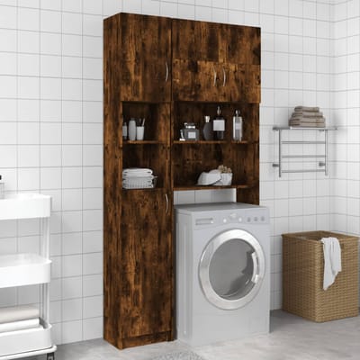 vidaXL - Badkamerkast - 32x25,5x190 - cm - bewerkt - hout - gerookt - eikenkleurig