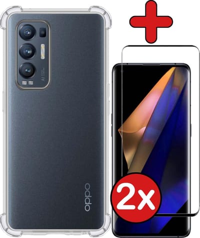 Hoesje - Met Screenprotector - 2 Stuks - Geschikt voor OPPO Find X3 Neo 5G - Sterk & Shockproof - Back Cover - Siliconen Case - Telefoon Hoes - Shock Proof - Telefoonhoes - Transparant